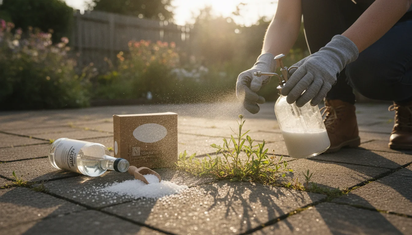Cet ingrédient de cuisine surpasse le vinaigre pour désherber la terrasse