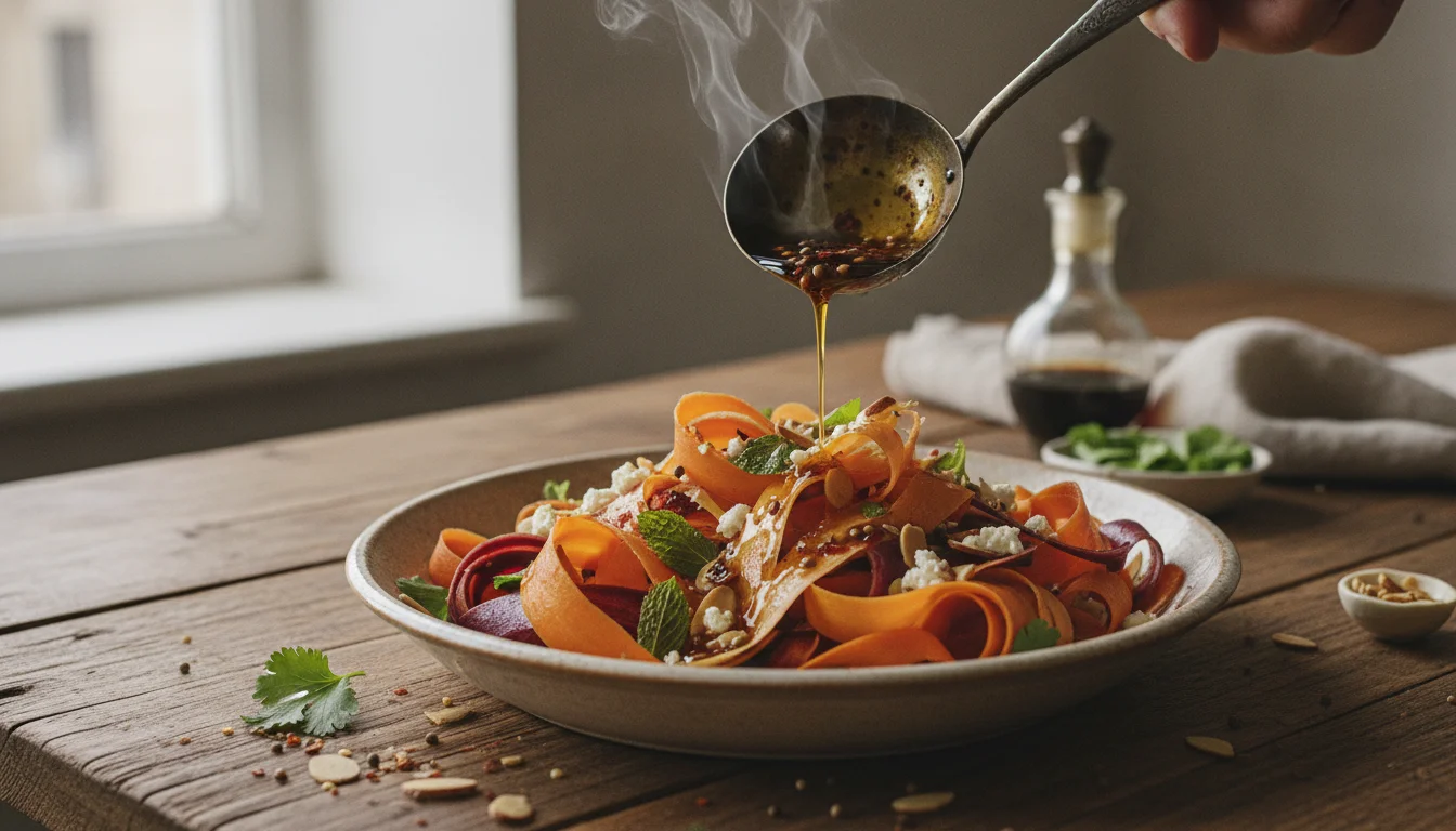 L&rsquo;astuce de l&rsquo;huile chaude fait d&rsquo;une simple salade de carottes une bombe de saveurs