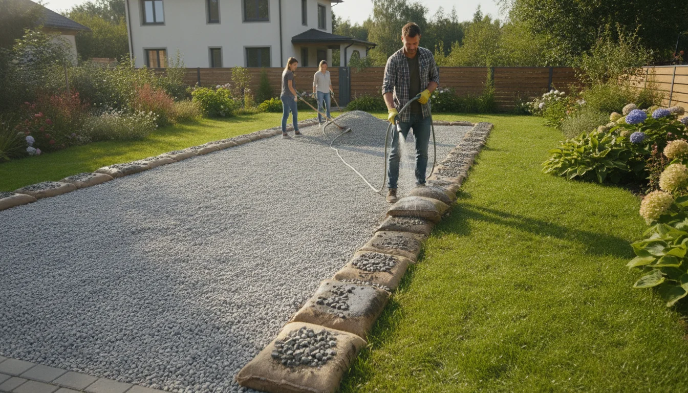 Cette astuce du sac de béton offre des bords nets à votre allée en un week-end